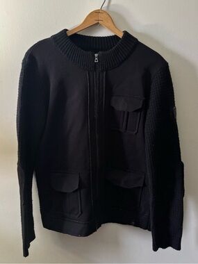 RUDSAK Black Men's Zip-Up Utility Sweater Jacket